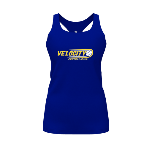 [CUS-DFW-RCBK-PER-RYL-FYS-LOGO1] Racerback Tank Top (Female Youth S, Royal, Logo 1)