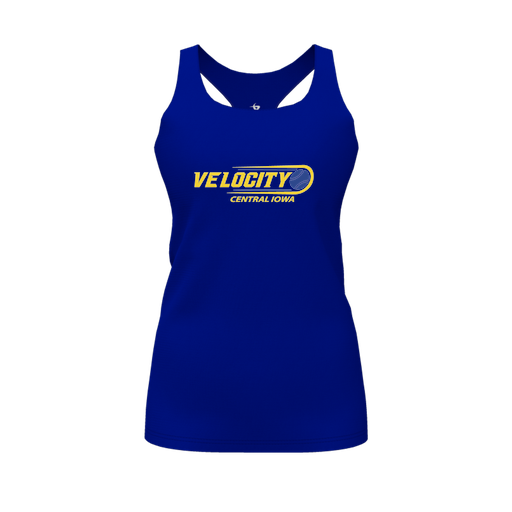 [CUS-DFW-RCBK-PER-RYL-FYS-LOGO2] Racerback Tank Top (Female Youth S, Royal, Logo 2)