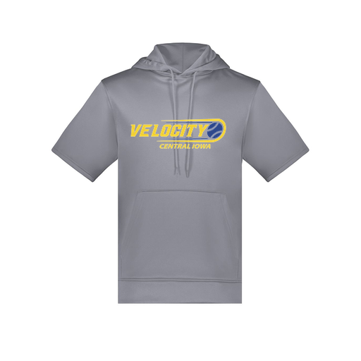 [6871.059.S-LOGO2] Men's Dri Fit Short Sleeve Hoodie (Adult S, Gray, Logo 2)