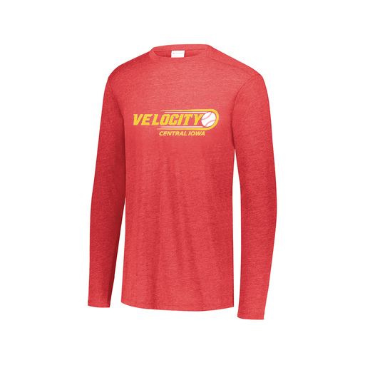 [FTLCUBRD-AXS-LOGO1] Decker Men's Tri-Blend T-Shirt - Long Sleeve (Adult XS, Red, Logo 1)